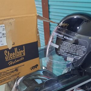 Steelbird Vintage Glossy Black Half Face Helmet – Premium Open Face Helmet