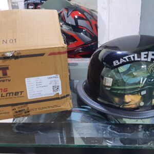 German Battlefield Black Glossy Helmet | Stylish Full Face Motorcycle Helmet with Visor | Premium Riding Safety Helmet