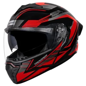 STUDDS Trooper D4 Race Decor Flip-Up Full Face Helmet | Black Red Motorcycle Helmet